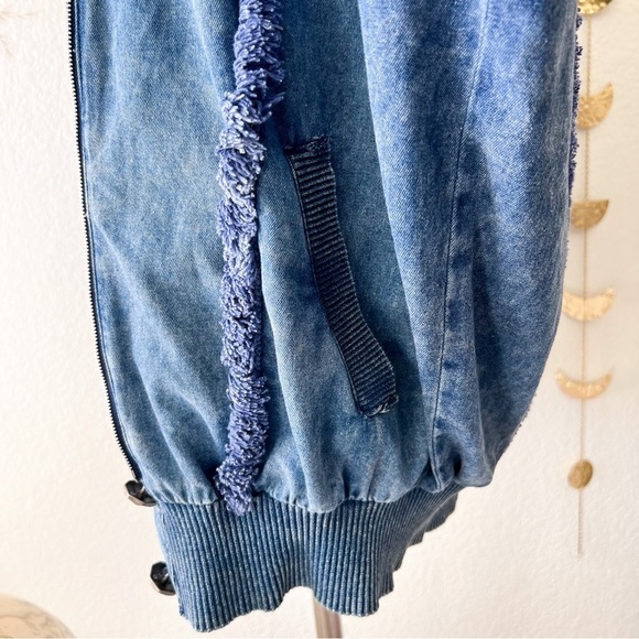 VINTAGE Marsha Sport Chambray Crochet Zip Up Bomber Jacket - Picture 9 of 16